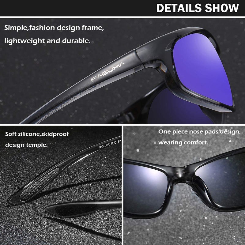 FAGUMA Polarized Sports Sunglasses For Men Cycling Driving Fishing UV400 Protection - Image 5